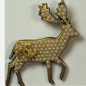 GENUINE COCO CHANEL!  Chanel Vintage Reindeer Brooch ~Deer PEARL ENCRUSTED :RARE